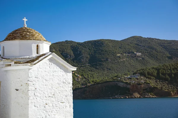 Beroemdste Kerk Van Het Eiland Panagitsa Van Pyrgos Ligt Aan — Stockfoto