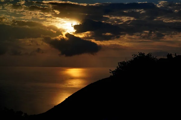 Прекрасний Схід Сонця Над Галілейським Морем Силует Голанських Висот — стокове фото