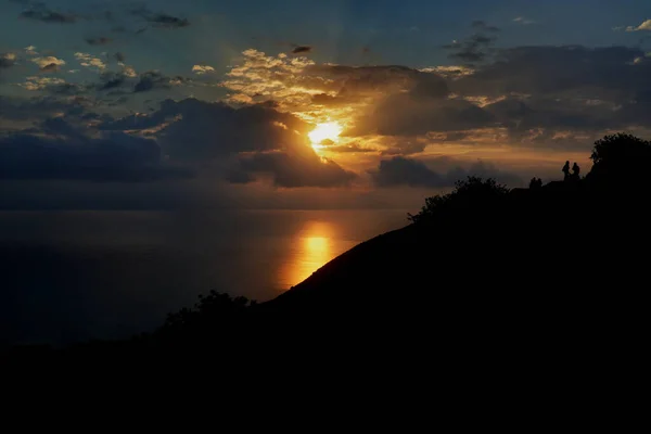 Схід Сонця Над Галілейським Морем Силует Голанських Висот — стокове фото