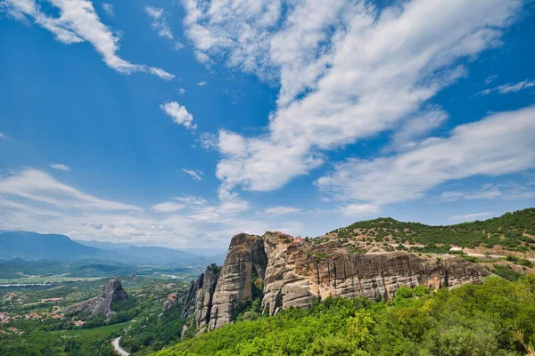 Meteora Uma Formação Rochosa Centro Grécia Que Abriga Dos Maiores — Fotografia de Stock