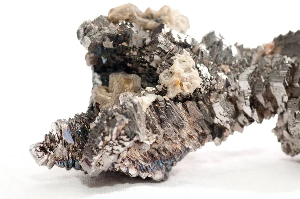 Arsenopyrite Campione Minerale Metallo Con Cristalli Quarzo Granito — Foto Stock