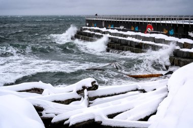 VICTORI, CANADA - Dec 07, 2020: Ogden Poiint Breakwater, Victoria, Vancouver Island, BC Canada clipart