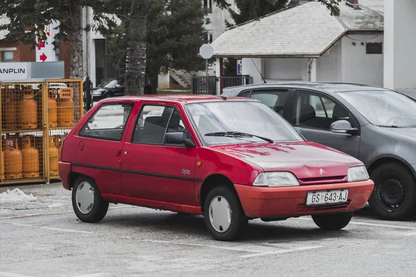 Graac Croatia December 2020 Red Citroen Classic French Compact City — 图库照片