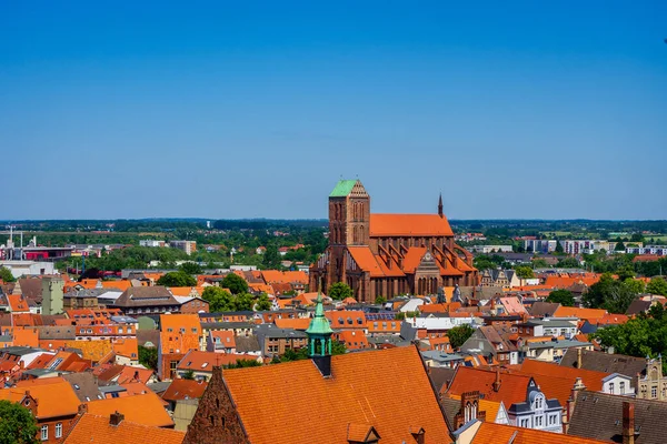 Uma Tomada Aérea Cidade Hanseática Wismar Alemanha — Fotografia de Stock