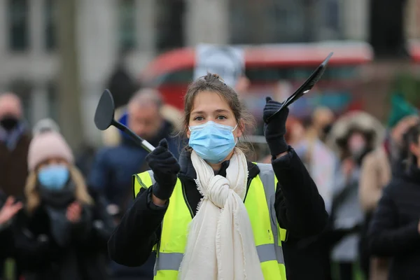 ロンドン イギリス 2020年12月7日 ロンドン イギリス 2020年12月7日 ホスピタリティ部門の労働者は 英国議会外の支援を政府に求める抗議行動を実施 — ストック写真