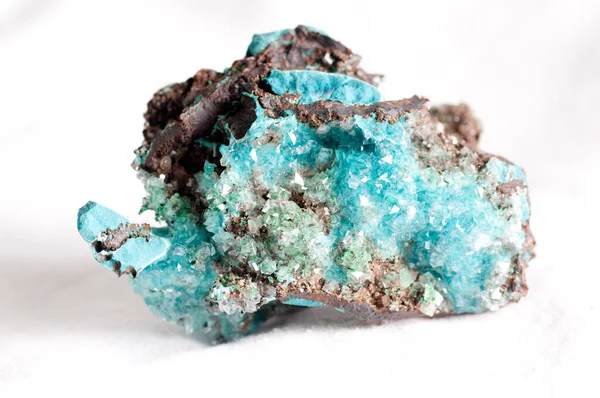 Canlı Mavi Rosasit Kalsit Kristal Mineral Örneği Granit Üzerinde — Stok fotoğraf
