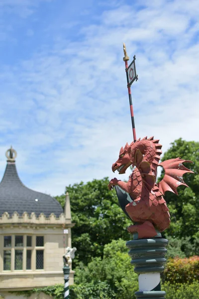 Hamilton Nueva Zelanda 2020 Vista Estatua Del Dragón Medieval Rojo — Foto de Stock