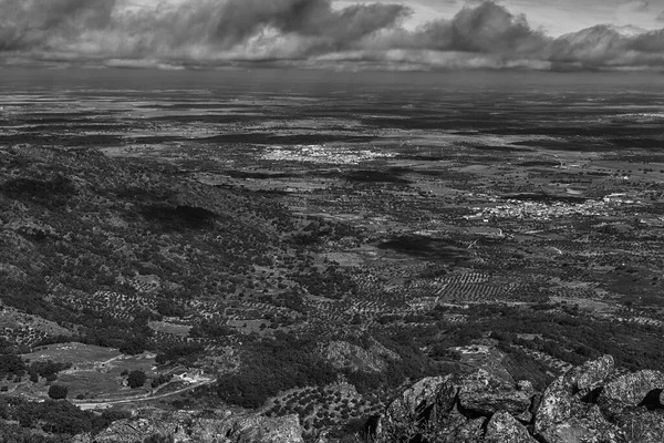 Een Grijze Luchtfoto Van Huizen Het Land Spanje — Stockfoto