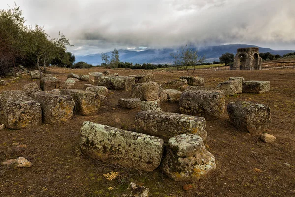 Hermoso Plano Las Ruinas Romanas Caparra Pasto Casablanca Entre Oliva — Foto de Stock