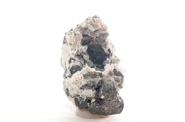 Échantillon Minéral Cristal Sombre Andradite Dans Quartz Granit — Photo