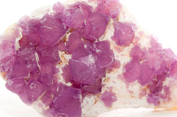 Růžová Fialová Barva Fluorit Krychlový Krystal Minerální Vzorek — Stock fotografie