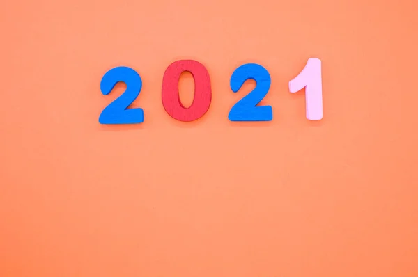 번호는 오렌지 배경에 2021 — 스톡 사진