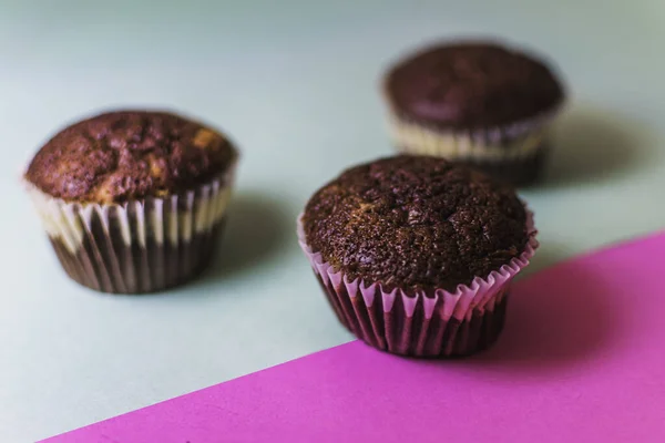 3个Delicious Homemade Chocolate Cupcakes — 图库照片