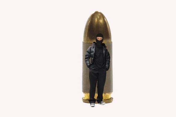 Isolated Shot Male Standing Cartridge Bullet — Stock Photo, Image