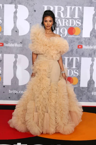 Londra Regno Unito Febbraio 2019 Maya Jama Partecipa Brit Awards — Foto Stock