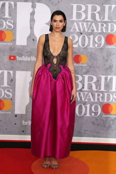 Londra Regno Unito Feb 2019 Dua Lipa Partecipa Brit Awards — Foto Stock