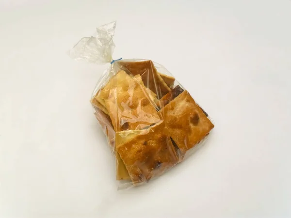 Closeup Shot Cookies Melted Sugar Plastic Bag White Background Argentine — Stock Photo, Image