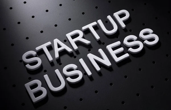 Texto Startup Business Sobre Fondo Negro Irregular — Foto de Stock