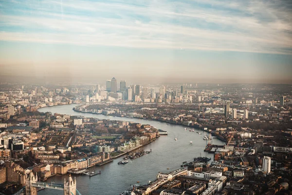 Thames Nehri Nin Londra Daki Binaların Havadan Çekilmiş Görüntüleri — Stok fotoğraf