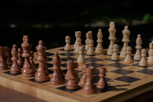 チェスボード上のチェスの駒の選択的フォーカスショット — ストック写真