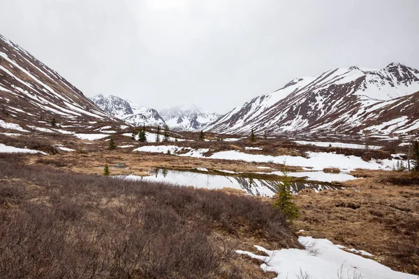 Fascinerande Bild Ett Smältvatten Och Snö Bergen Chugach State Park — Stockfoto