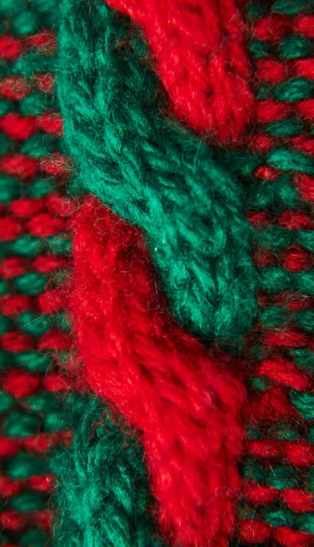 Vertical Shot Green Red Knitted Pattern — Stock Photo, Image