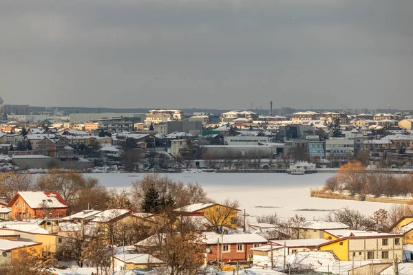 Bukares Rumänien Februar 2020 Winterlandschaft Blick Von Der Piata Delfinului — Stockfoto