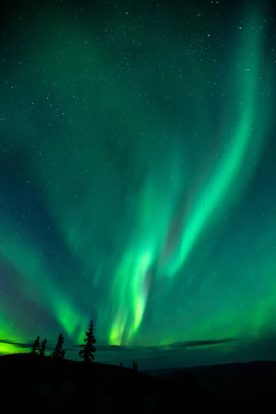 Μια Όμορφη Φωτογραφία Της Aurora Borealis Dawson City Yukon Καναδάς — Φωτογραφία Αρχείου