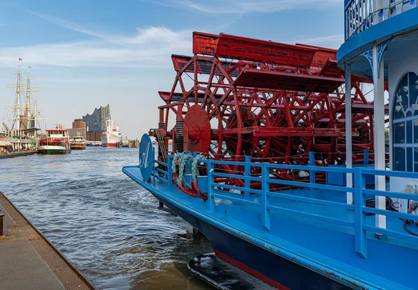 Hamburg Germany Aug 2020 Gorgeous View Elbe River Old Speicherstadt — Stock Photo, Image