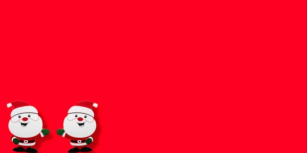 Une Carte Vœux Noël Rouge Avec Père Noël Bonhomme Neige — Photo