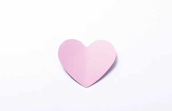 Coração Papel Rosa Backgro Branco Conceito Romance Amor Dia São — Fotografia de Stock