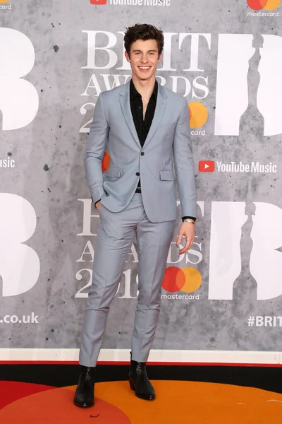 London United Kingdom Feb 2019 Shawn Mendes Attends Brit Awards — Stock Photo, Image