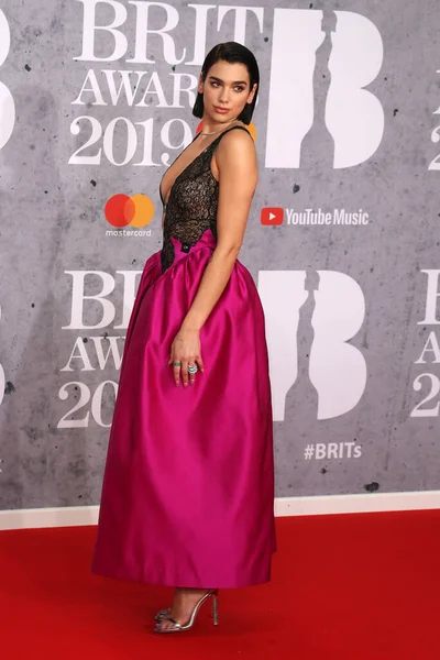 London United Kingdom Feb 2019 Dua Lipa Attends Brit Awards — Stock Photo, Image