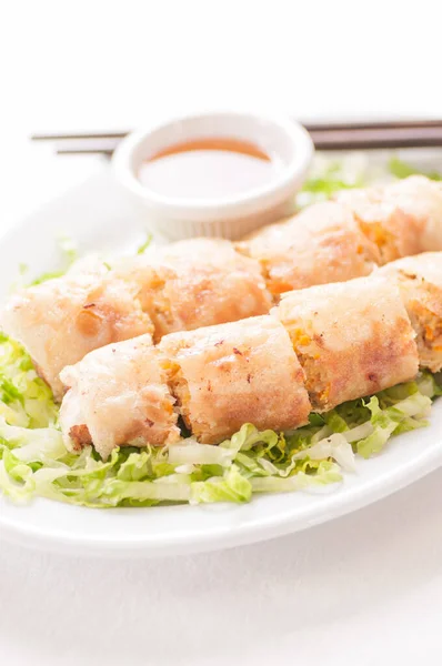 egg roll or spring roll vietnamese style, with spicy pepper dip sauce