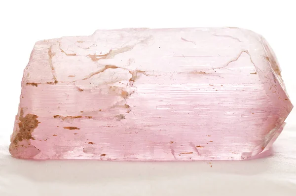 Kunzite Kristal Pembe Mineral Örneği Bir Taş Madeninden Kesilmemiş — Stok fotoğraf