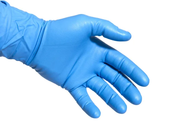 Eine Isolierte Nahaufnahme Eines Medizinischen Handschuhs Auf Weißem Hintergrund — Stockfoto