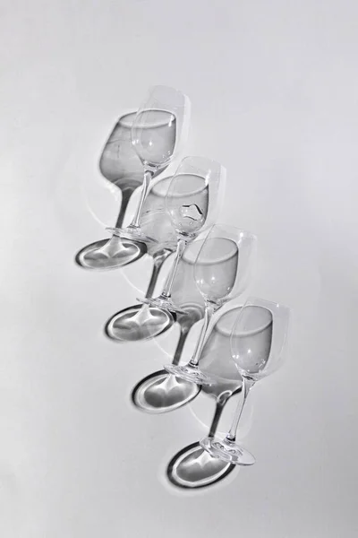 Vertical Shot Champagne Glasses Shadow White Background — Stock Photo, Image