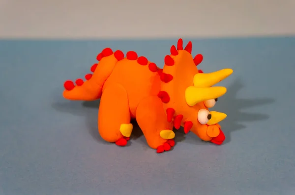 Selective Focus Shot Little Dinosaur Made Playdough — Stock Photo, Image