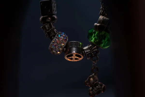 Stylish Bracelet Crystals Stones Ornaments Hanging Smalbear Figure Creative Design — Stock Photo, Image