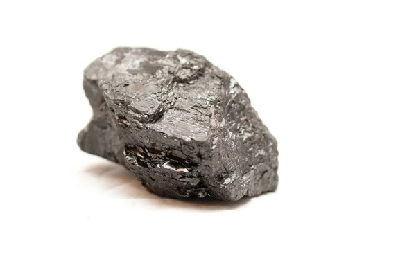 Бітумне Вугілля Зразок Білому Тлі — стокове фото