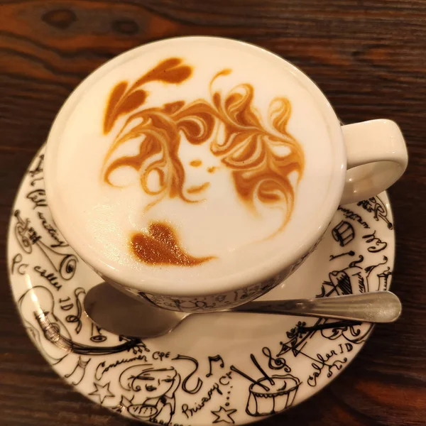 Uno Scatto Ravvicinato Caffè All Arte Del Latte — Foto Stock