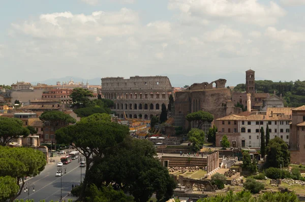 Μια Εναέρια Λήψη Των Δρόμων Στη Ρώμη Ιταλία — Φωτογραφία Αρχείου