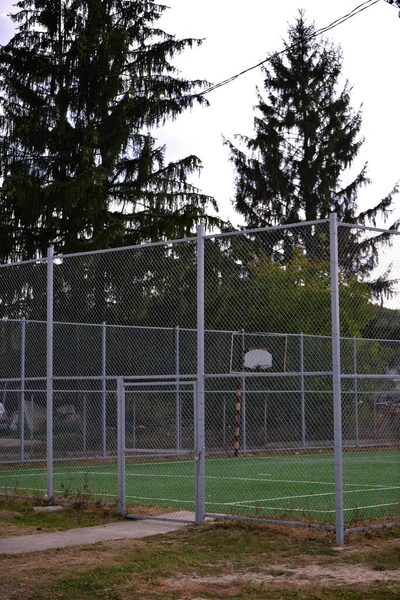 Small Football Pitch Surrounded Fences School Playground Area Village — Stock Photo, Image