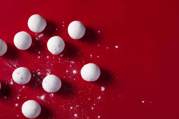 Top View Shot Chinese Sweet Dumplings Red Background — Stock Photo, Image