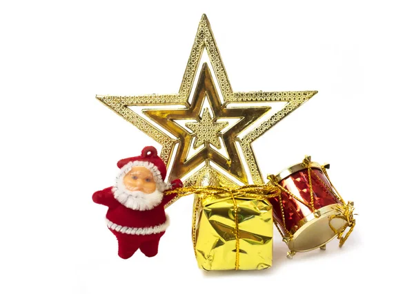 Los Ornamentos Del Árbol Del Año Nuevo Estrella Dorada Navidad —  Fotos de Stock