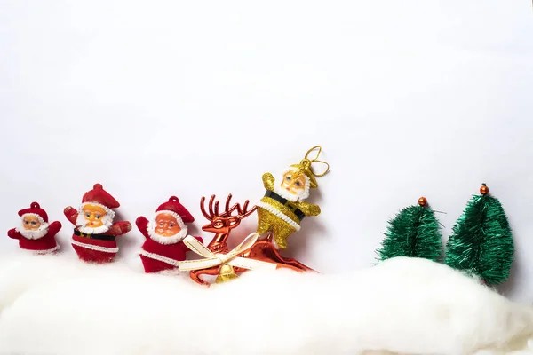 Collage Santa Reindeer His Fellow Santas Forest His Way Distribute — Stock Photo, Image