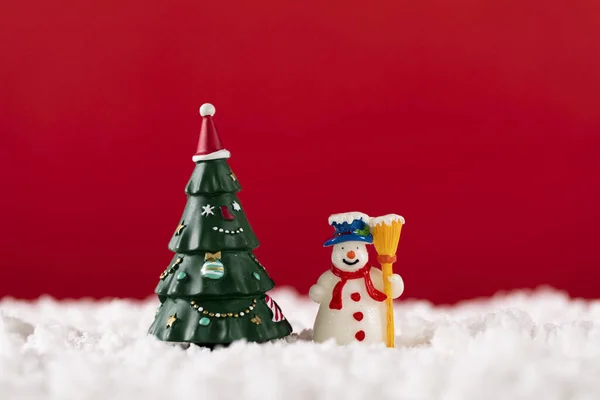 Крупный План Рождественского Украшения Красном Фоне — стоковое фото