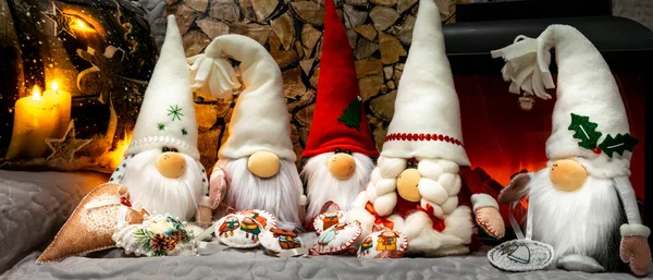 Closeup Shot New Year Gnomes — Stock Photo, Image