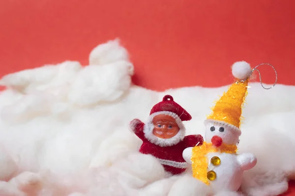 Collage Bonhomme Neige Décoré Avec Père Noël Dans Neige Dans — Photo