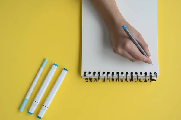 Colpo Angolo Alto Una Scrittura Mano Diario Con Pennarello Uno — Foto Stock